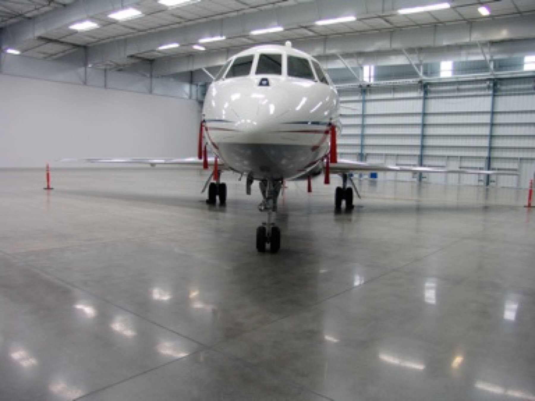 polished concrete in hangar